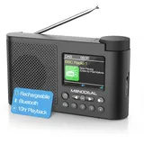 DAB Radio mit Bluetooth, Monodeal DAB Plus Radio mit 3" Zoll TFT Display, Zwei Wecker mit Schlummerfunktion, Wiederaufladbar Dab+ Radio Klein, Küchenradio mit Kopfhöreranschluss