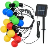 LED-Partylichterkette solar, 15 LED-Lampen, 6m, IP44, Bunt