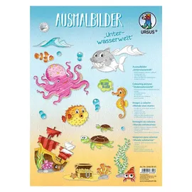 Buntpapierfabrik Ludwig Bähr Ausmalbilder Unterwasserwelt 8 Blatt