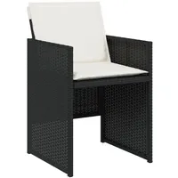 VidaXL Gartenstühle mit Kissen 4 Stk. Schwarz Poly Rattan