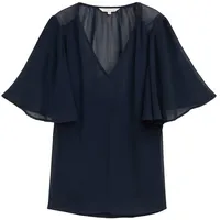 Tom Tailor Damen Chiffon Bluse, blau, Uni, Gr. 36