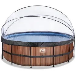 EXIT Frame Pool ø488x122cm(12v Sandfilter) – Holz + Sonnendach