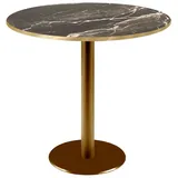 Restootab Tisch Rome goldmetallic Ø70cm - Modell Marmor Royal mit messingfarbenen Kanten
