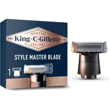 King C. Gillette Style Master Klinge, Ersatzklinge, Beweglicher Rasierkopf aus Edelstahl, 4 Schneide-Elemente, 2 Seitenschneider, 2 Mittlere Rasierflächen mit Centercut Technologie
