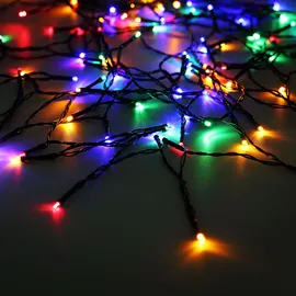 ETC Shop Solar Lichterkette Lichterkette Solarleuchte Erdspieß Solarlichterkette RGB Außen, Zuleitung 2m, 100x RGB LED bunt, L 1190 cm