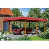 SKANHOLZ Carport Wendland 4,09 x 6,28 m nussbaum mit EPDM-Dach und Pfostenanker