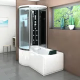 AcquaVapore Kombination Badewanne Dusche K55-R31 Duschtempel 100x170 cm - Schwarz