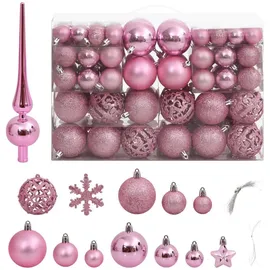 vidaXL 111-tlg. Weihnachtskugel-Set Rosa Polystyrol