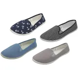 Dynamic24 Damen Canvas Sneaker Slipper Slip On Schuhe Loafer Stoff Freizeitschuhe Flats Farbe:Navy, Schuhgröße:EUR 37