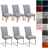 Stuhlhussen Samt 6er Set, Hussen Für Stühle, Stuhlhussen Schwingstühle, Universell Stretch Stuhlbezug, Waschbarer Stühle Schutz Für Esszimmer Küche Restaurant Hotel Bankett Hochzeit Party (Grau)
