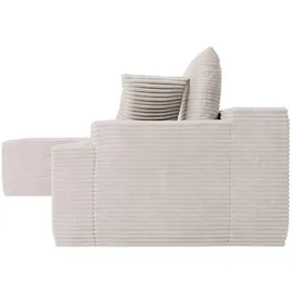 Juskys Eckcouch Cord 3-Sitzer Beige