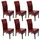 MCW 6er-Set Esszimmerstuhl Küchenstuhl Stuhl Crotone, LEDER ~ rot, dunkle Beine