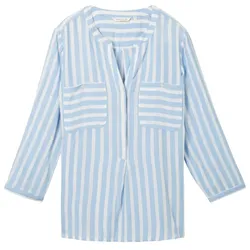TOM TAILOR Damen Bluse mit Taschen, blau, Gestreift, Gr. 36