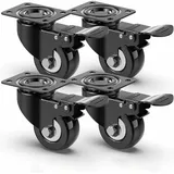 Alovez - x 50 mm leise Lenkrollen, Möbelrollen mit Bremse, Schwerlastrolle 400 kg Tragkraft, Möbelpaletten-Transportrollen (schwarz)