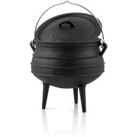 BBQ-Toro Potjie ca. 6 Liter, Südafrikanischer Kochtopf aus Gusseisen mit Füßen für offenes Feuer