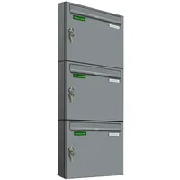 AL Briefkastensysteme Basic 3er Briefkasten Weiss Aluminium
