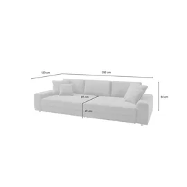 bobb Big-Sofa Webstoff 3-Sitzer Grau