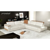 JVmoebel Ecksofa, Design Modern Sofa L-Form XXL Couch Ecksofa Leder Wohnlandschaft braun|weiß