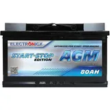 Electronicx AGM Autobatterie 80Ah 12V – Hochleistungs-Starterbatterie, 820A EN, 80 Ah KFZ Batterie, wartungsfrei, versiegelt, vibrationsfest, Start-Stopp geeignet, zuverlässige AGM Technologie, robust