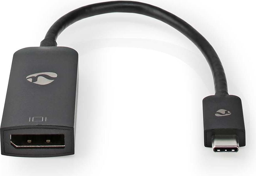 Nedis CCGB64353BK02 USB-Adapter USB 3.2 Gen 1 USB-CTM Stecker DisplayPort Buchse 0.20 m Rund Vernicke (USB Typ-C, 20 cm), Data + Video Adapter, Schwarz