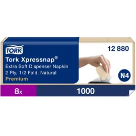 TORK Xpressnap Extra Soft (N4-System) 16,5x21,3cm 2-lagig Natur Spenderserviette 16,5 x 21,6cm 8 x 5 x 200 = 8.000 Servietten,