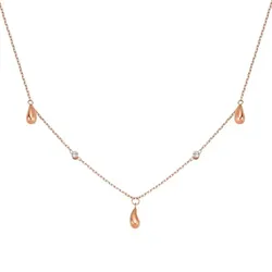 Hey Happiness Halskette mit Regentropfen und Glitzeranhänger aus Edelstahl Rosegold Weiss Damen 
