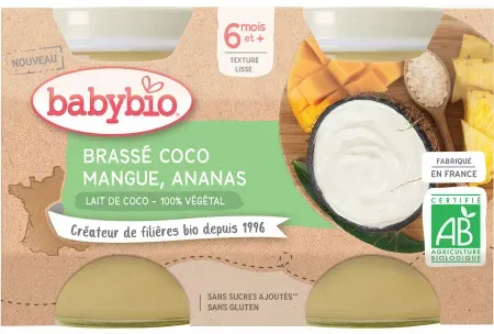 Babybio Pflanzliches Dessert Kokosnuss Mango Ananas Babys Ab 6 Monaten Bio 2x130g
