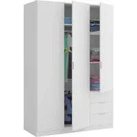 Loungitude Kleiderschrank 3-türig 121 x 180 x 52 cm Holzart nicht angegeben weiß
