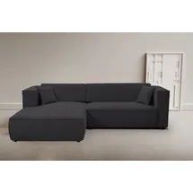 werk2 Eckcouch Cord 2-Sitzer Anthrazit