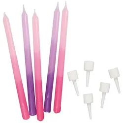 12 Pinke Ombré Tortenkerzen 10cm