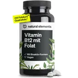 Natural Elements Vitamin B12 – 180 vegane Tabletten für 6 Monate – 500μg Vit B12 und 200μg Folsäure pro Tagesdosis – hochdosiert, ohne unnötige Zusätze – in Deutschland produziert & laborgeprüft