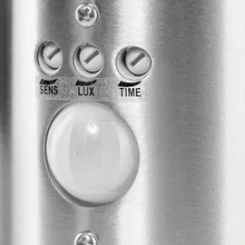 Grafner Edelstahl Wandlampe silber, Bewegungsmelder, IP44, E27 Fassung, ideal für smarte LED-Leuchtmittel, Klarlack-Beschichtung, Wandleuchte Wand...