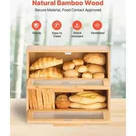 Vevor Doppellagiger Brotkasten Holz Natur