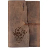 GREENBURRY Organizer aus Leder I Leder-Notisbuch mit Totenkopf Motiv I Tagebuch I 23x17x2 cm
