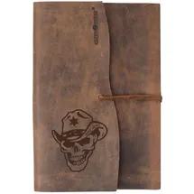 GREENBURRY Organizer aus Leder I Leder-Notisbuch mit Totenkopf Motiv I Tagebuch I 23x17x2 cm