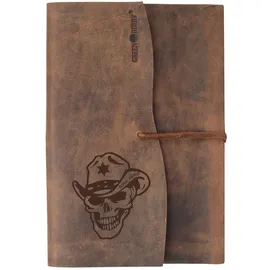 GREENBURRY Organizer aus Leder I Leder-Notisbuch mit Totenkopf Motiv I Tagebuch I 23x17x2 cm