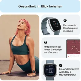 Fitbit Versa 4 aluminium platin/wasserfallblau