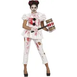 FIESTAS GUIRCA Blutiger Clown - Weißes Outfit mit Oberteil und Hose Kostüm Erwachsene Damen Größe L 40-42