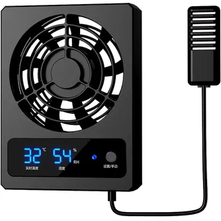 Bexdug Reptilien-Ventilator | Smart Reptile Temperatur- und Luftfeuchtigkeitsmesser mit LED-Anzeige - Effizienter Kühlventilator, langlebiger Ventilator für Schlangen, Regenwald-Terrarium, Vivarium