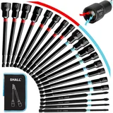 SHALL Magnetisches Steckschlüssel-Set, 15,2 cm lange Steckschlüssel für Schlagbohrmaschine, SAE & metrisch, 1/4 Zoll Sechskantschaft, Steckschlüssel-Bit & Schlagbohrschrauber-Bit mit