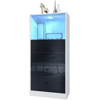 Vladon Kommode, Schwarz Hochglanz, 56x125x36 cm, Wohnzimmer, Kommoden &