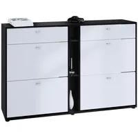 Vladon Schuhschrank, Weiß, Holzwerkstoff, 155.5x95x28 cm, Garderobe, Schuhaufbewahrung, Schuhschränke