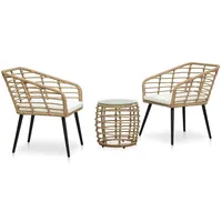 vidaXL Polyrattan Bistro Set 3-tlg. eiche