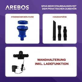 Arebos 2 in 1 Akkusauger blau