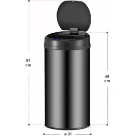 Juskys Runder Mülleimer 40 l Schwarz