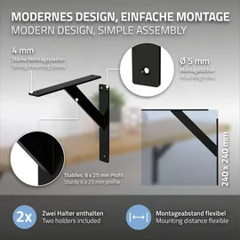ML-Design Regalträger, Schwarz, Metall, 24x3x24 cm, Wohnzimmer, Regale, Wandregale