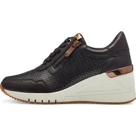 Marco Tozzi Damen Wedge Sneaker mit Lederanteil mit Keilabsatz, Braun (Mocca Comb), 40 EU