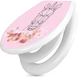 banjado Familien WC Sitz mit Absenkautomatik 44,9x37,1cm - Klobrille mit Kindersitz aus hochwertigem Polypropylen - Toilettendeckel mit Kinder Toilettensitz integriert - Motiv Einhorn Poygon