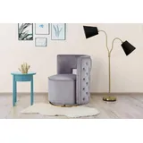 Kayoom Sessel KAYOOM "Drehsessel Beverly 125, drehbar, Gestell aus Eisen,samtige Oberfläch", grau (grau, gold), B:74cm H:77,5cm T:66,5cm, Bezug:Polyester (Samt) Korpus:MDF, Sperrholz Gestell:Eisen, Sessel, Sessel, rund, glamourös, gesteppter Rücken,