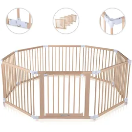 BABY VIVO Laufgitter aus Holz 8 Elemente - individuell verstellbar - PREMIUM in Weiß